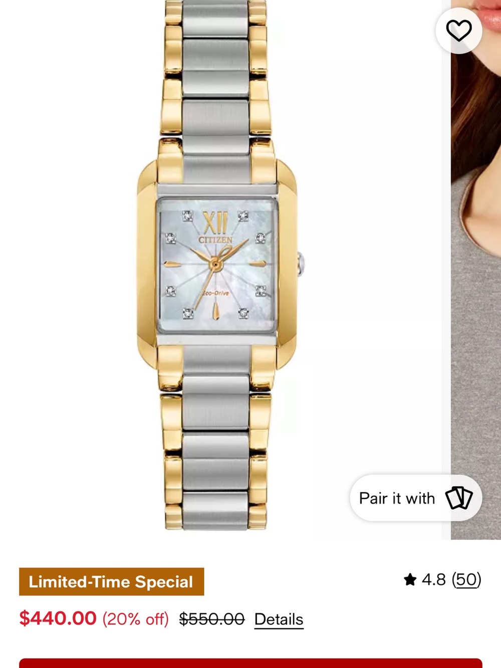 Citizen Bianca Two-Tone Gold & Silver Mother-of-Pearl Women’s Watch